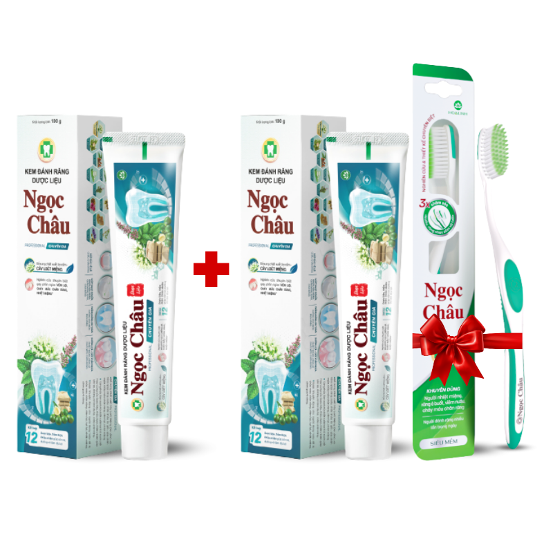 Combo 2 Cây Kem Đánh Răng Ngọc Châu Chuyên Gia 100g/Tuýp - Kem Đánh Răng Dược Liệu + Tặng 1 Bài Chải Đánh Răng Combo 2 Cây Kem Đánh Răng Ngọc Châu Chuyên Gia 100g/Tuýp - Kem Đánh Răng Dược Liệu + Tặng 1 Bài Chải Đánh Răng