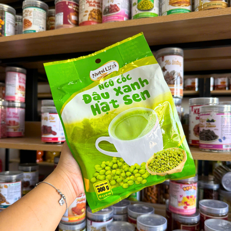 Ngũ Cốc Đậu Xanh Hạt Sen Nutri Life's 300g - Ngũ Cốc Dinh Dưỡng Nutri Life's 12 Gói Ngũ Cốc Đậu Xanh Hạt Sen Nutri Life's 300g - Ngũ Cốc Dinh Dưỡng Nutri Life's 12 Gói