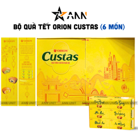 Hộp Bánh Tết Orion Custas Vạn Lộc - Bộ Quà Tết Custas Orion Vạn Lộc Mix 3 Vị Hộp 564g Gồm 6 Món - HBT03