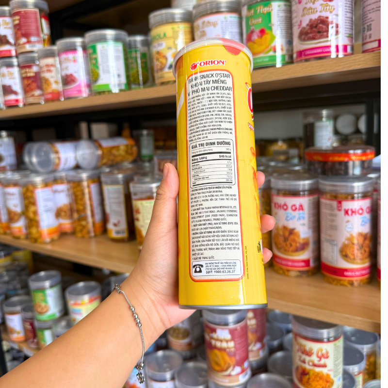 Khoai Tây Lon O'STAR ORION Vị Phô Mai Cheddar 100gr Khoai Tây Lon O'STAR ORION Vị Phô Mai Cheddar 100gr