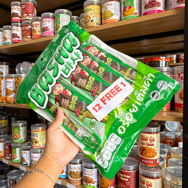 Rong Biển BASHA Ăn Liền Bịch Màu Xanh Lá (12 cây tặng 1 cây) Rong Biển BASHA Ăn Liền Bịch Màu Xanh Lá (12 cây tặng 1 cây)