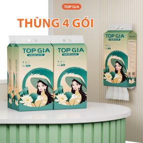 1 Thùng 4 Bịch Giấy Rút Đáy Topgia Sắc Việt - TOPGIASVTHUNG4