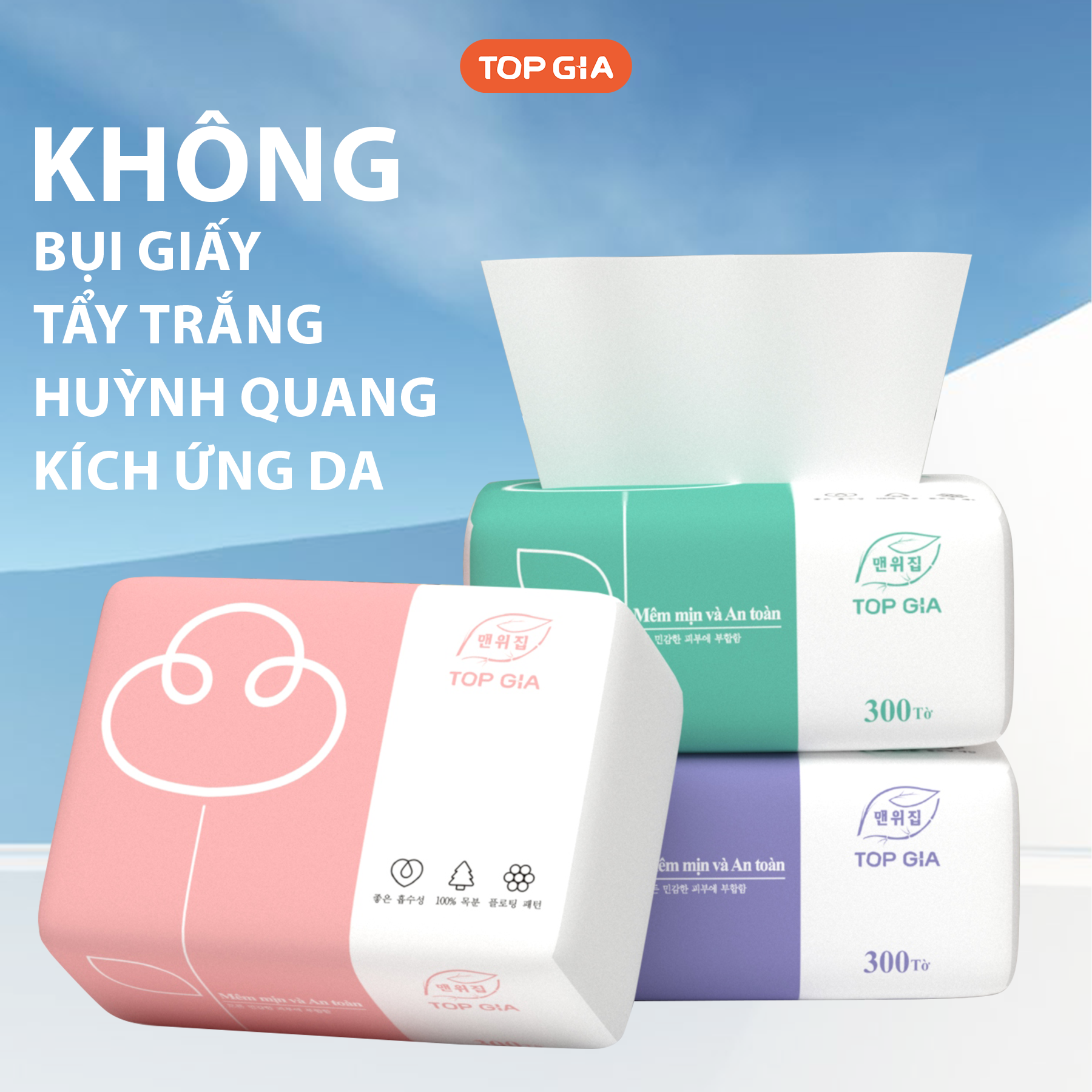 Combo 3 Gói Giấy Ăn 3 Màu Topgia Combo 3 Gói Giấy Ăn 3 Màu Topgia