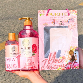 Set Quà Tặng Sữa Tắm Purité Hương Hoa Hồng Rose 850ml + Sữa Tắm Purité Hương Anh Đào Cherry Blossoms 250ml - SET2SUATAMPURITE