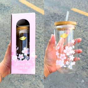 Ly Thủy Tinh Dove Cao Cấp Họa Tiết Hoa Anh Đào - LYDOVE