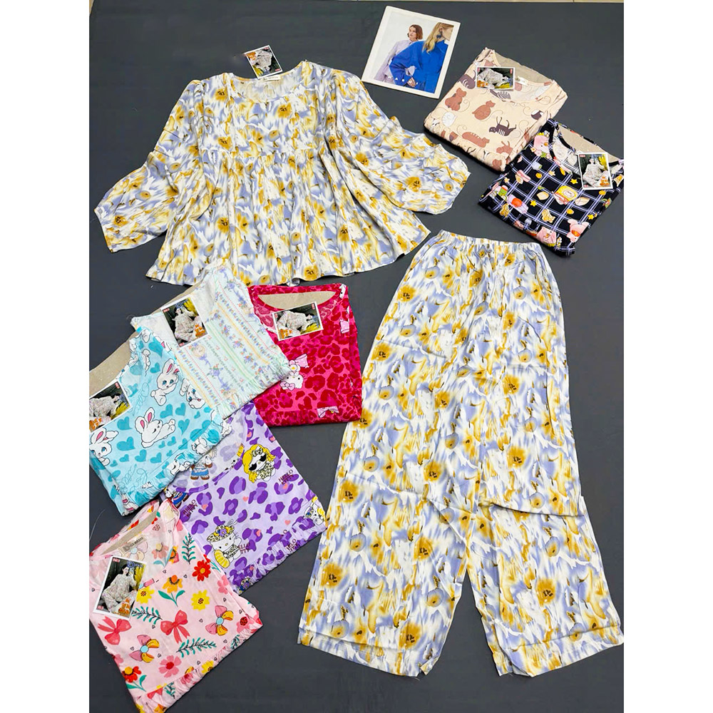 Đồ Bộ Nữ Áo Babydoll Tay Dài Quần Dài Họa Tiết Sang Trọng Vải Tole Mịn Mát Size 45-62kg Đồ Bộ Nữ Áo Babydoll Tay Dài Quần Dài Họa Tiết Sang Trọng Vải Tole Mịn Mát Size 45-62kg