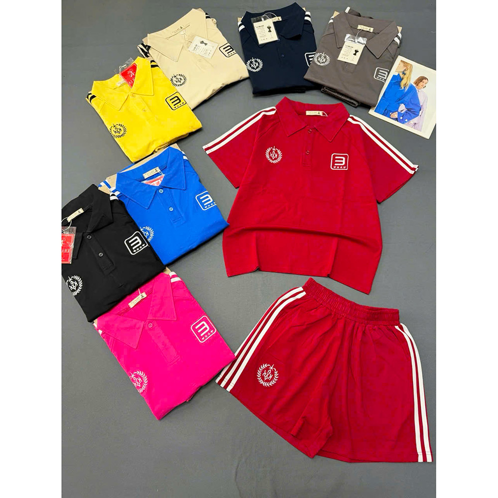 Đồ Bộ Nữ Áo Thun Có Cổ Tay Ngắn Quần Đùi Sọc Thể Thao Năng Động Size 45-62kg Đồ Bộ Nữ Áo Thun Có Cổ Tay Ngắn Quần Đùi Sọc Thể Thao Năng Động Size 45-62kg