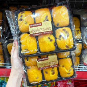 1 Thùng Bánh Bông Lan Vị Nho Laobeijing Foods Khay 6 Cái (183g x 24 Khay) - 6944876401629THUNG