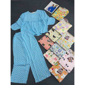 Đồ Bộ Nữ Áo Babydoll Tay Dài Quần Dài Họa Tiết Đáng Yêu Vải Tole Thấm Hút Tốt Size 45-62kg - DBOR0017