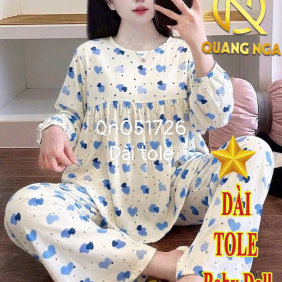 Đồ Bộ nữ tay lỡ mặt nhà quần dài ống suông Qn051726 - DBOR0048