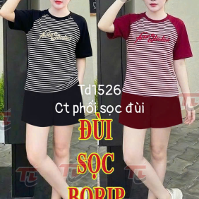 Đồ bộ nữ tay ngắn quần đùi phối sọc Td1526 - DBOR0055