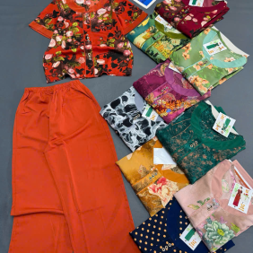 Đồ bộ nữ trung niên ống rộng quần dài tay ngắn nhiều size - DBOR0057