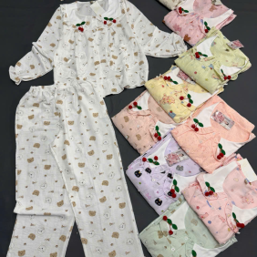 Đồ bộ tay dài quần dài cổ bẻ cotton hàn - DBOR0062