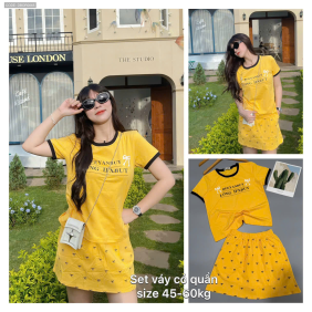 Đồ bộ nữ tay ngắn quần váy khánh la KL váy ct - DBOR0065