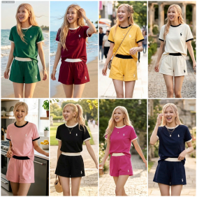 Đồ bộ nữ thể thao quần đùi thêu ngựa - DBOR0075