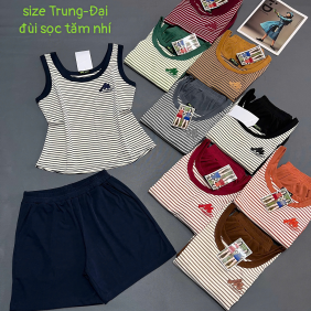 Đồ bộ sát nách quần đùi thun sọc nhí XS-909587 - DBOR0094