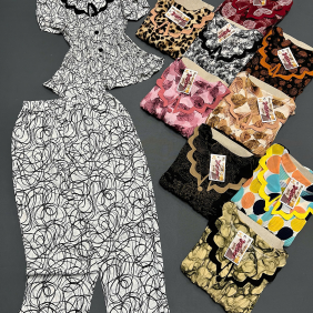 Đồ bộ nữ tay ngắn quần dài Dài đại dập ly mango KU-2026 - DBOR0123