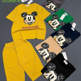 Đồ bộ nữ tay ngắn quần lững in hình Mickey - DBOR0138
