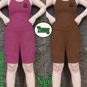 Đồ bộ nữ sát nách quần ngố chất cotton 2 da XS-909589 - DBOR0139