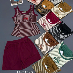Đồ bộ nữ quần đùi sọc tăm nhí áo sát nách Xs-909589 - DBOR0186