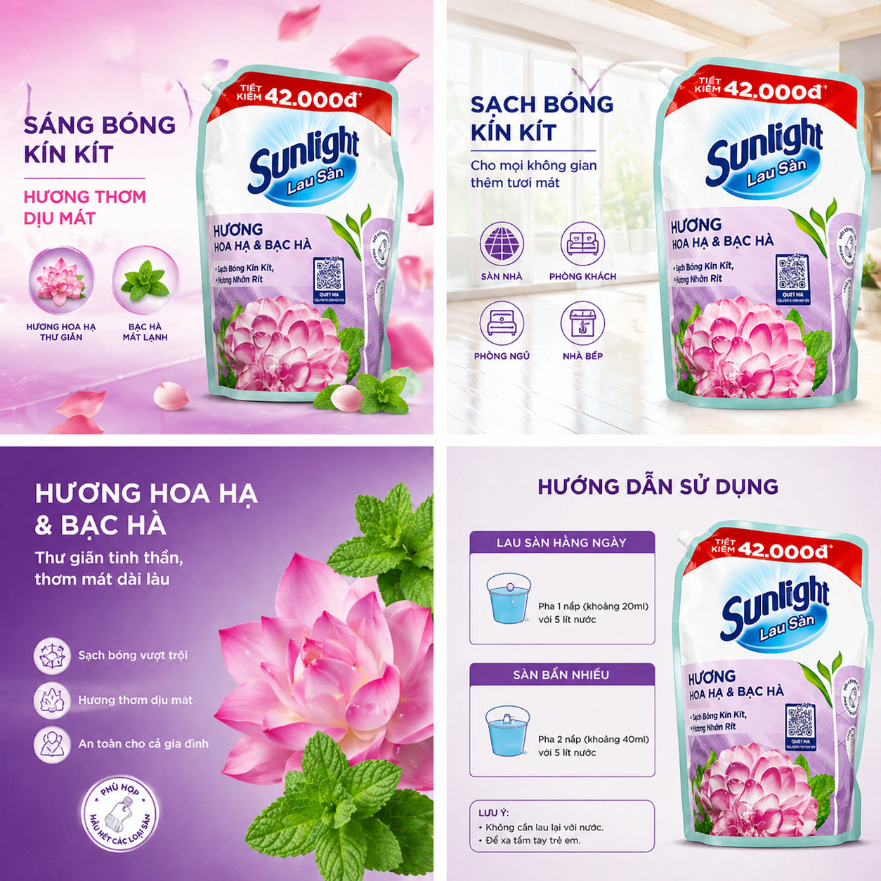 Nước Lau Sàn Túi SUNLIGHT Hương Hoa Hạ & Bạc Hà 3.6kg Nước Lau Sàn Túi SUNLIGHT Hương Hoa Hạ & Bạc Hà 3.6kg