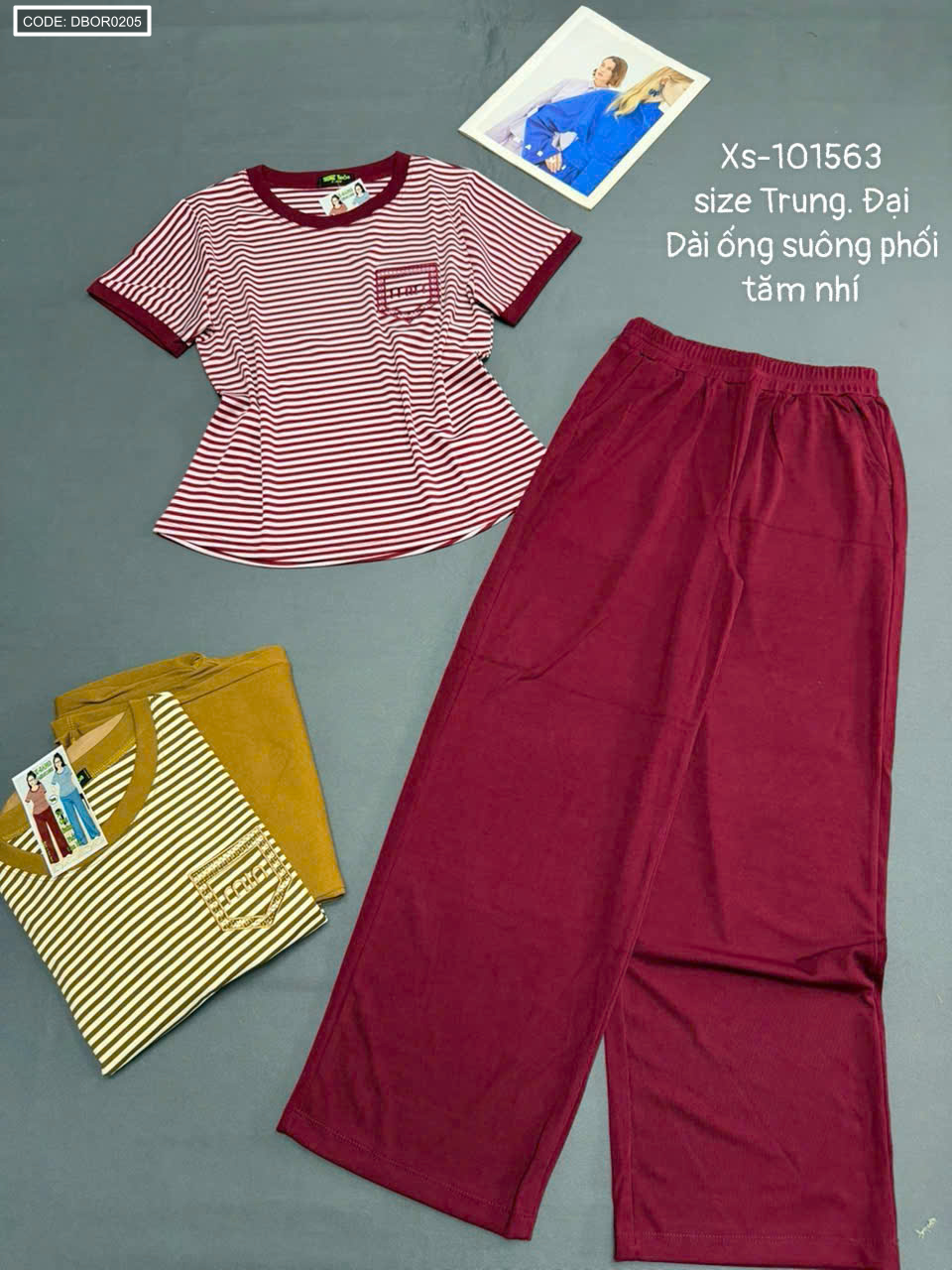 Đồ bộ nữ tay ngắn quần dài ống suông chất thun Xs-101563 Đồ bộ nữ tay ngắn quần dài ống suông chất thun Xs-101563