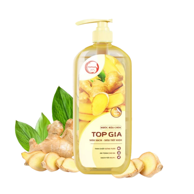 Nước Rửa Chén Top Gia Hương Gừng Tươi 1kg/Chai Nước Rửa Chén Top Gia Hương Gừng Tươi 1kg/Chai