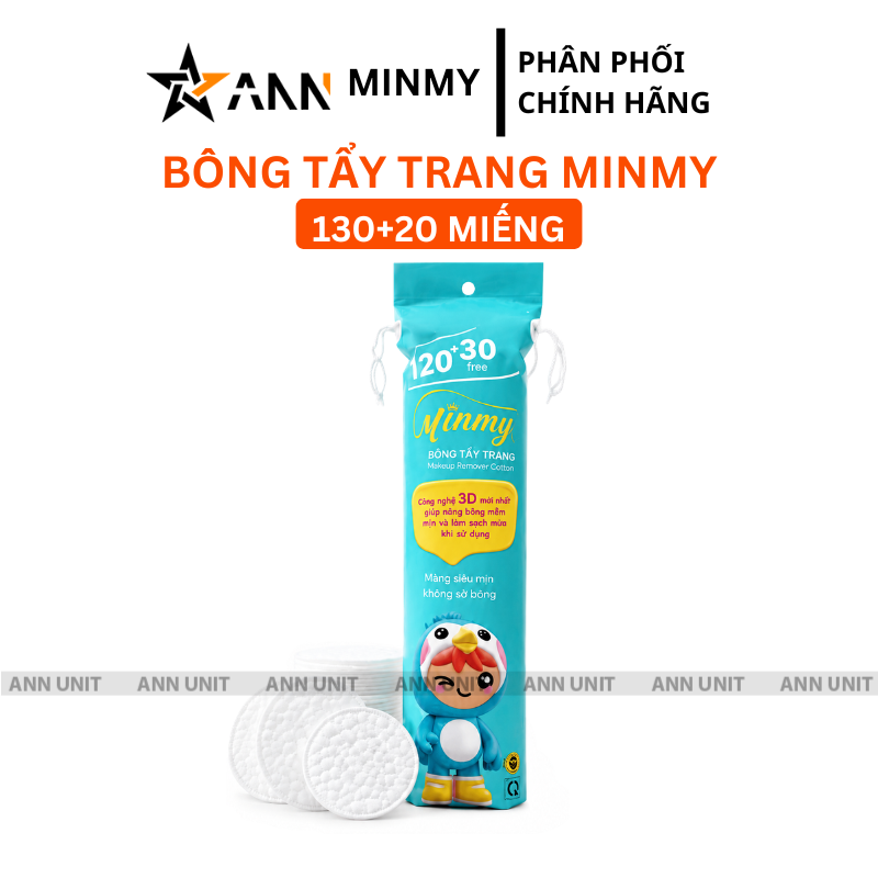 29710_1_20260611131718.png Bông Tẩy Trang Minmy Xanh 130 + 20 Miếng - 8936240300018