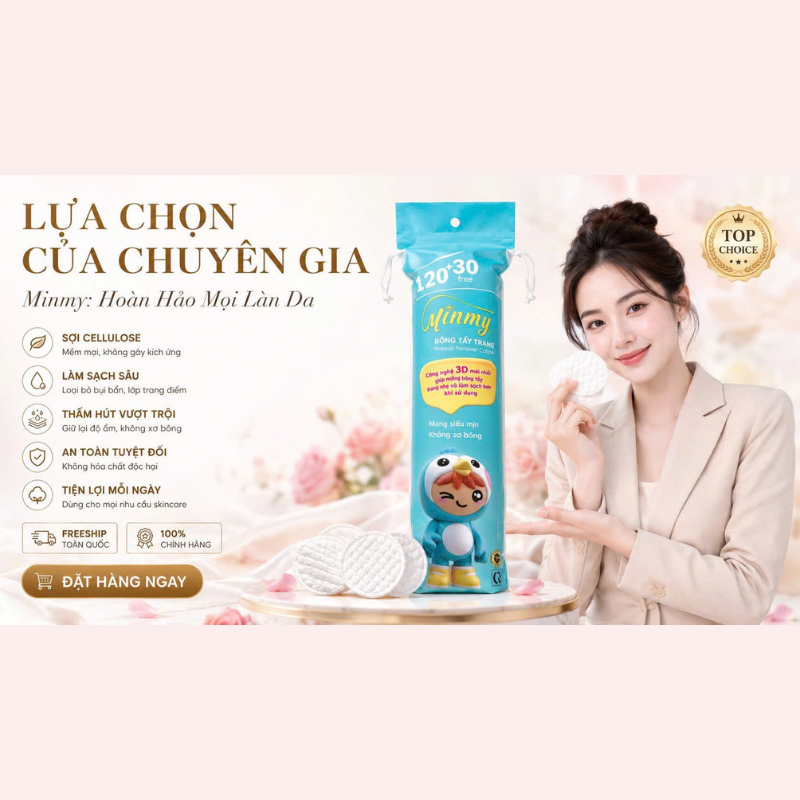 29710_7_20260611131723.png Bông Tẩy Trang Minmy Xanh 130 + 20 Miếng - 8936240300018