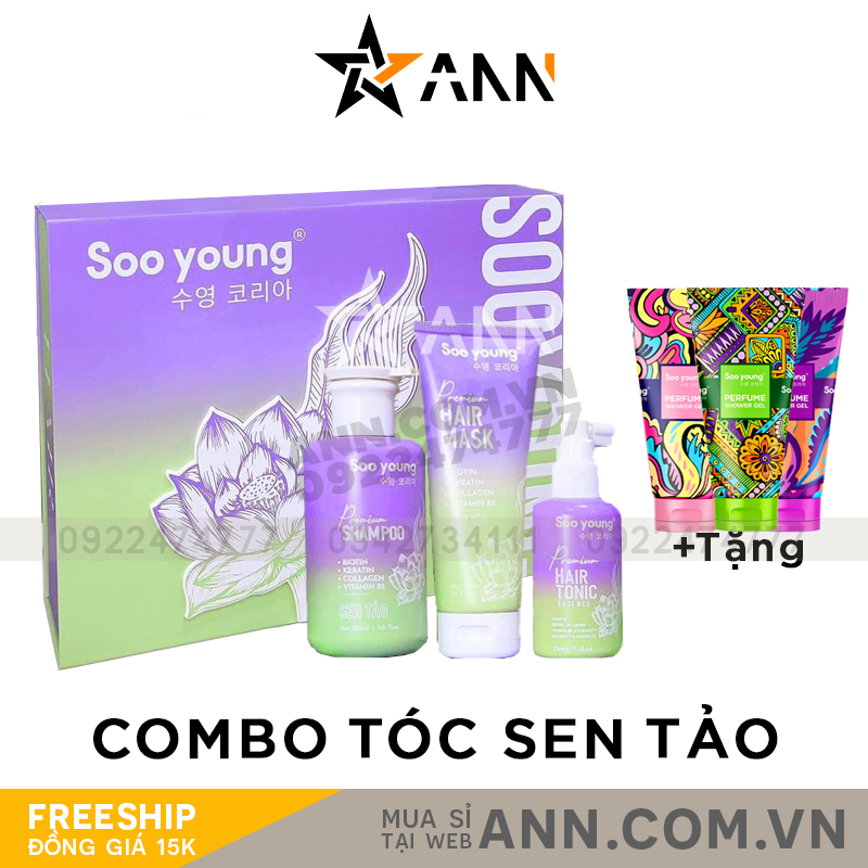 Combo Gội Xả Xịt Tóc Sen Tảo Sooyoung