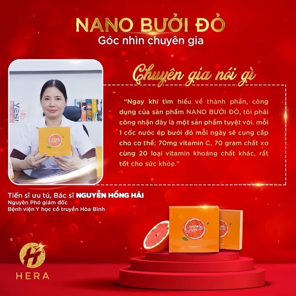 Giảm Cân Nano Bưởi Đỏ Hera chiết xuất 100% organic từ vườn dược liệu Hera Farm