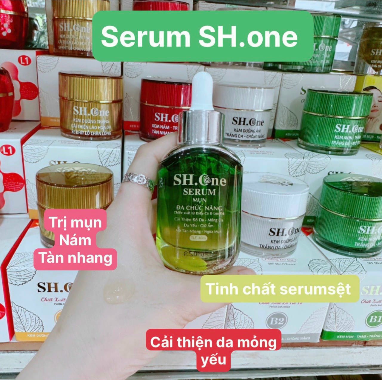 Serum Mụn Đa Chức Năng SH One Chiết Xuất Từ Rau Diếp Cá & Lựu Đỏ chính hãng