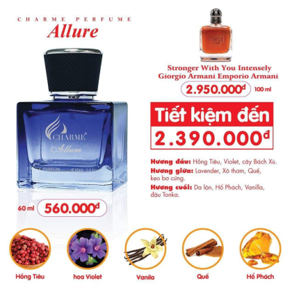 Nước hoa Charme Allure dành cho nam được các chuyên gia điều chế đến từ Pháp