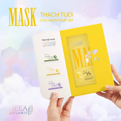 Mặt Nạ Thạch Collagen Meea Organic Màu Vàng Royal Jelly Mask Hộp 5 Miếng chính hãng