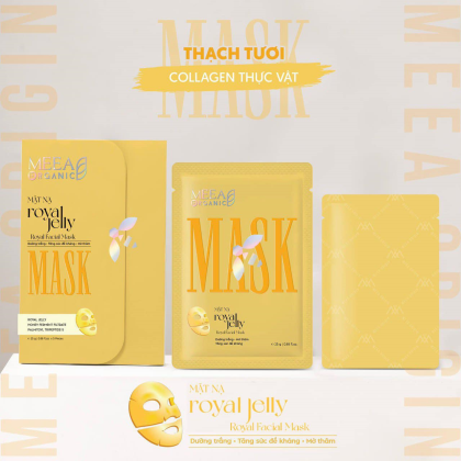 Mặt Nạ Thạch Collagen Meea Organic Màu Vàng Royal Jelly Mask Hộp 5 Miếng chính hãng