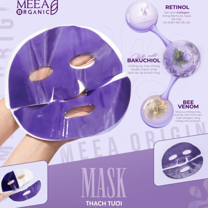 Mặt Nạ Thạch Collagen Meea Organic Màu Tím Bakuchiol Retinol Mask Hộp 5 Miếng chính hãng
