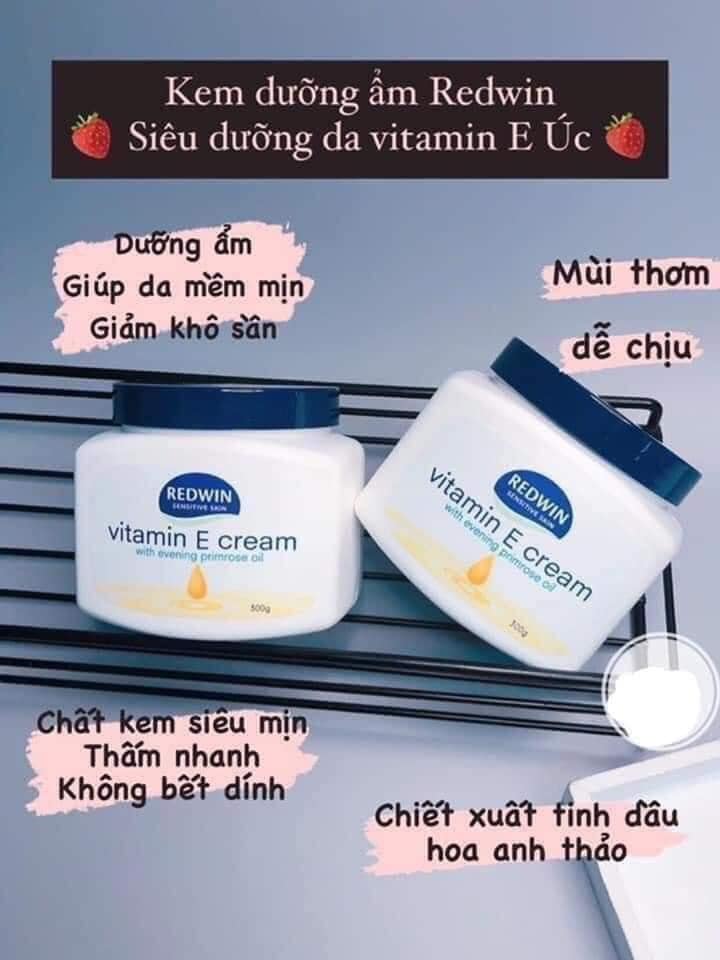 Kem dưỡng vitamin E  Redwin Úc hũ 300g cho da mướt mát mùi thơm dịu dịu