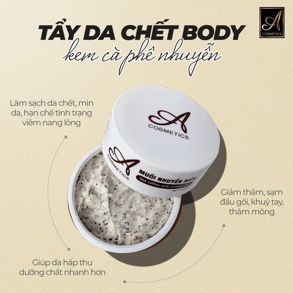 Muối nhuyễn Mềm spa Coffee Milk creamy Thuộc dòng sản phẩm tẩy tế bào chết trên cơ thể