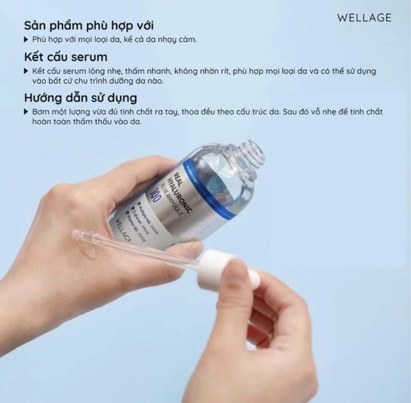 Tinh Chất Dưỡng Ẩm, Căng Mọng Phục Hồi Săn Chắc Da Wellage Real Hyaluronic Blue Ampoule 100 75ml
