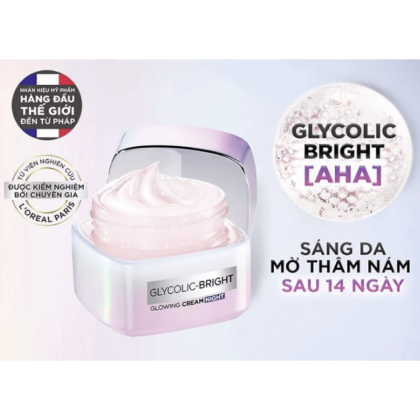 Kem Dưỡng Da Hỗ Trợ Mờ Thâm Nám Ban Đêm L'Oreal Glycolic Bright Glowing Cream Night 50m