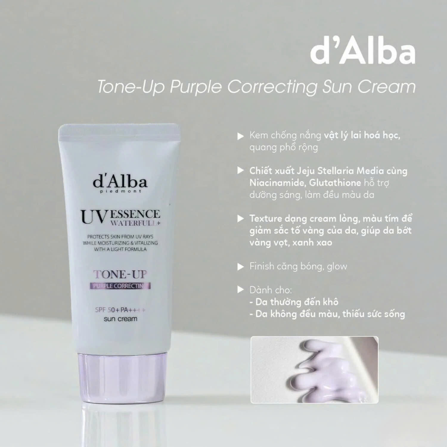 Kem chống nắng d'Alba đã đỉnh rồi, kem chống nắng d'Alba Tone-Up tím còn đỉnh hơn