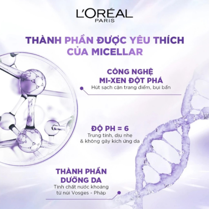 Nước Tẩy Trang L'Oreal Paris Revitalift Hyaluronic Acid Hydrating Micellar Water Làm Sạch Và Cấp Ẩm
