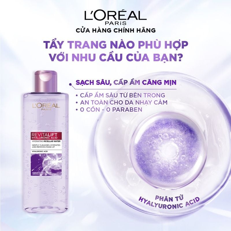 Nước Tẩy Trang L'Oreal Paris Revitalift Hyaluronic Acid Hydrating Micellar Water