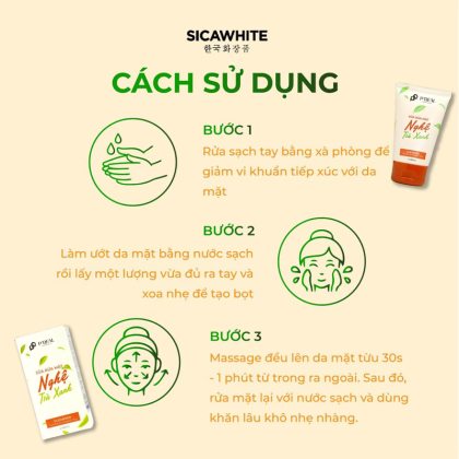 Sữa Rửa Mặt P'Real Sica White Nghệ Trà Xanh Turmeric Green Tea Cleanser 80ml