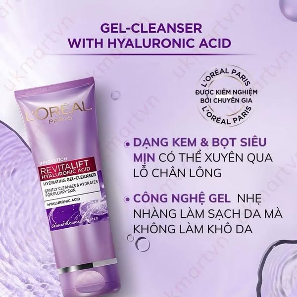 Sữa Rửa Mặt L'oreal Paris Cấp Ẩm Cho Da Revitalift Hyaluronic Acid 100ml