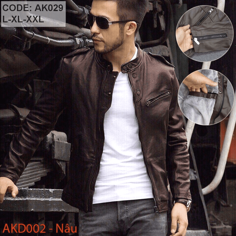 Áo khoác da nam lót lông cao cấp Áo khoác da nam lót lông cao cấp