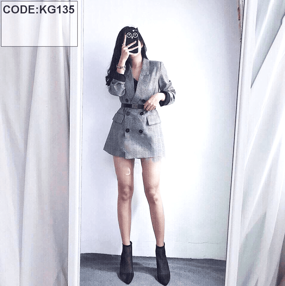 Bán buôn áo vest caro form dài cài nút có túi Áo vest caro form dài cài nút có túi