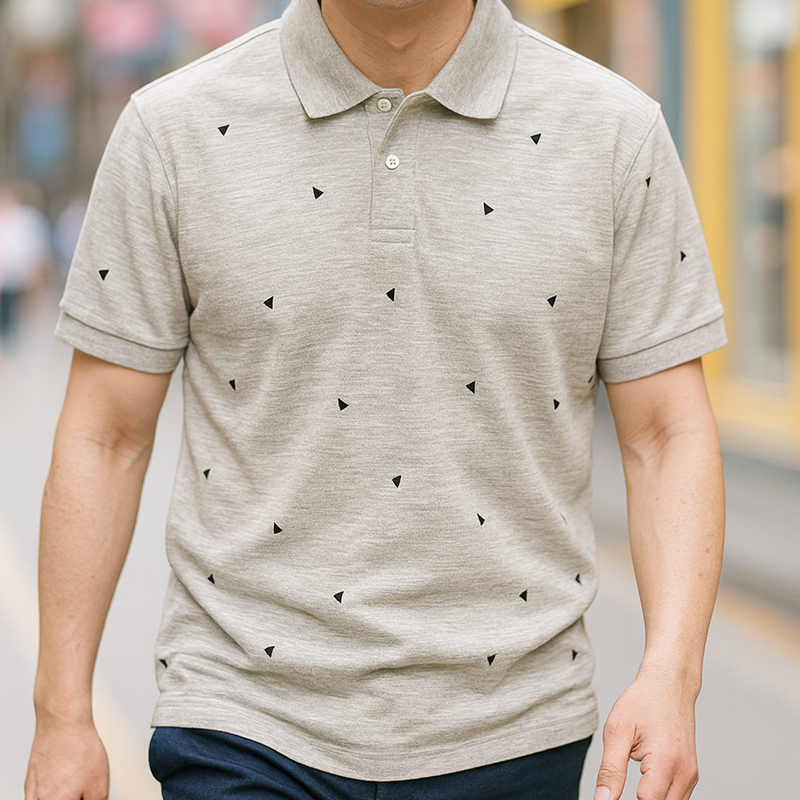 Áo Thun Nam Có Cổ Polo In Hình Tam Giác Áo Thun Nam Có Cổ Polo In Hình Tam Giác