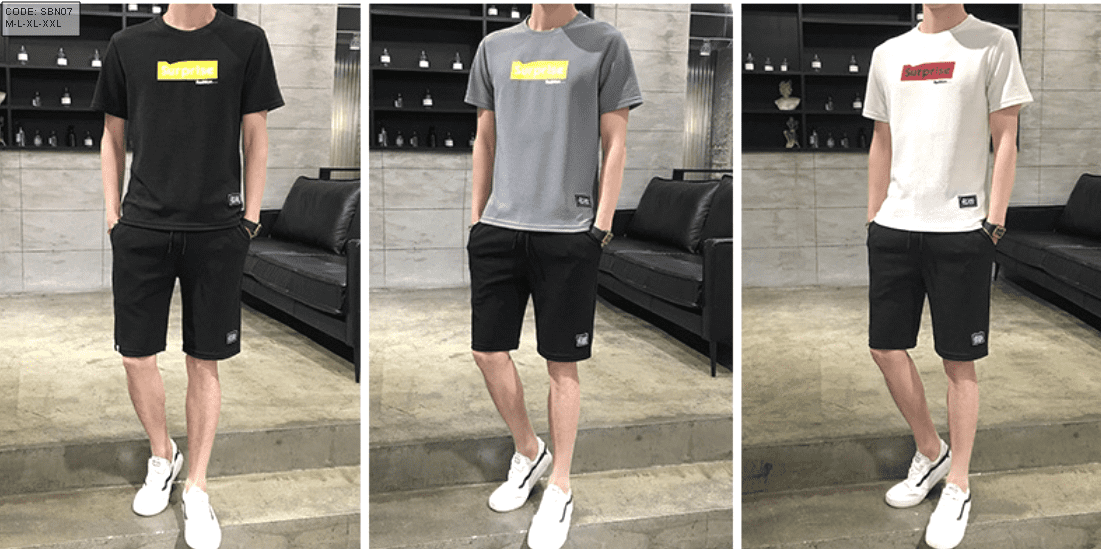 Set bộ đồ quần short nam in chữ Supri Quảng Châu Set bộ đồ quần short nam in chữ Supri Quảng Châu