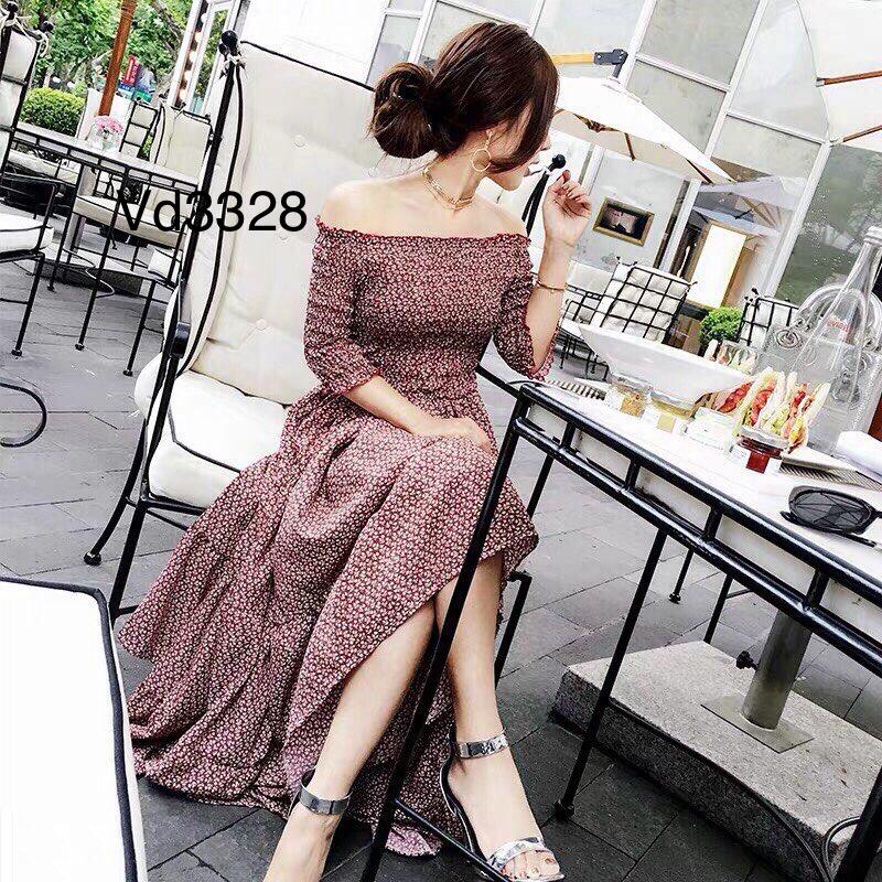 Đầm Hoa Trễ Vai Dáng Dài Xòe Đi Tiệc M289 - Lisa